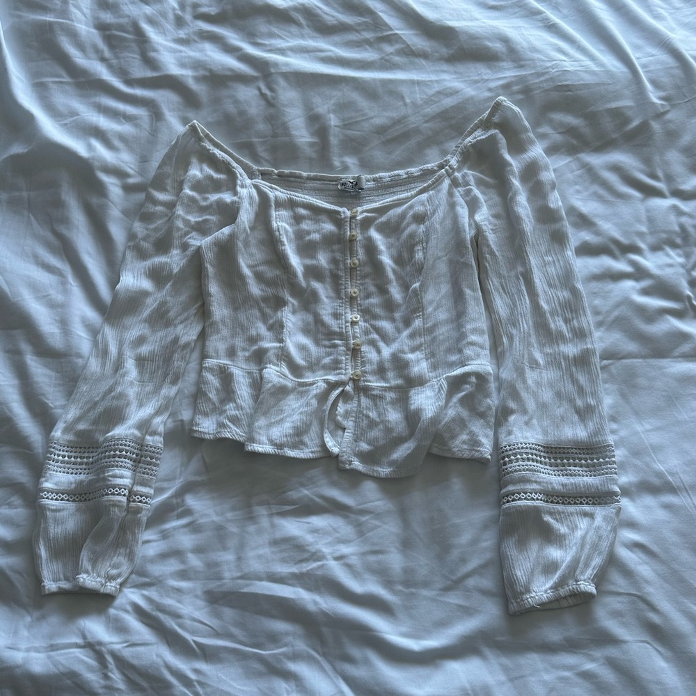 Hollister White Long Sleeve Blouse